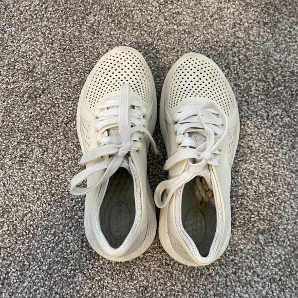Crocs Literide Pacer Tennis Shoes Off White Sneakers Kids Size 3 - 3.5 - Picture 5 of 6